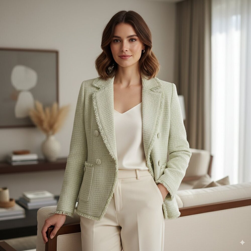 NWT House of Harlow 1960 Pistachio Tweed Spring Jacket